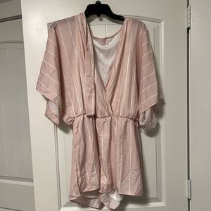Pink lily striped romper NEW